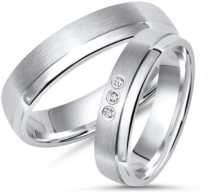 Unique Trauringe 925 Silber: Partnerringe Zirkonia silber