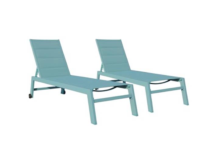 Set van 2 BARBADOS ligstoelen in textilene en lichtblauw aluminium. Multi-positie outdoor ligstoel.