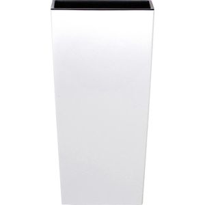 Prosperplast Urbi Square Übertopf, weiß, 33 x 61 x 33 cm, aus Kunststoff, für innen und außen, mit Innentopf