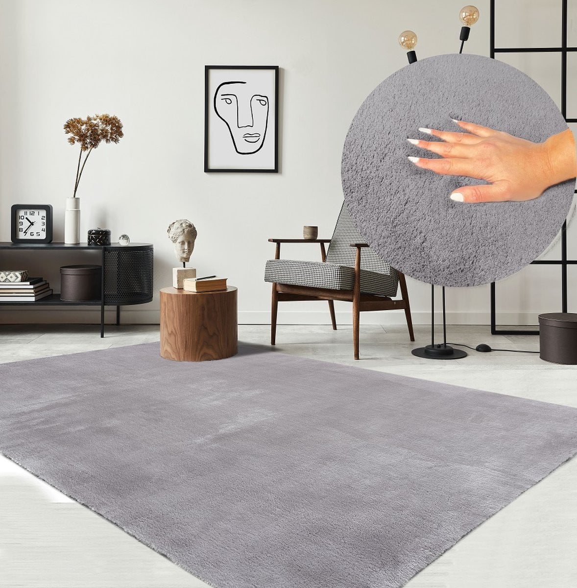 The Carpet Relax Modern Fluffy Vloerkleed - Grijs - 240 x 340 cm