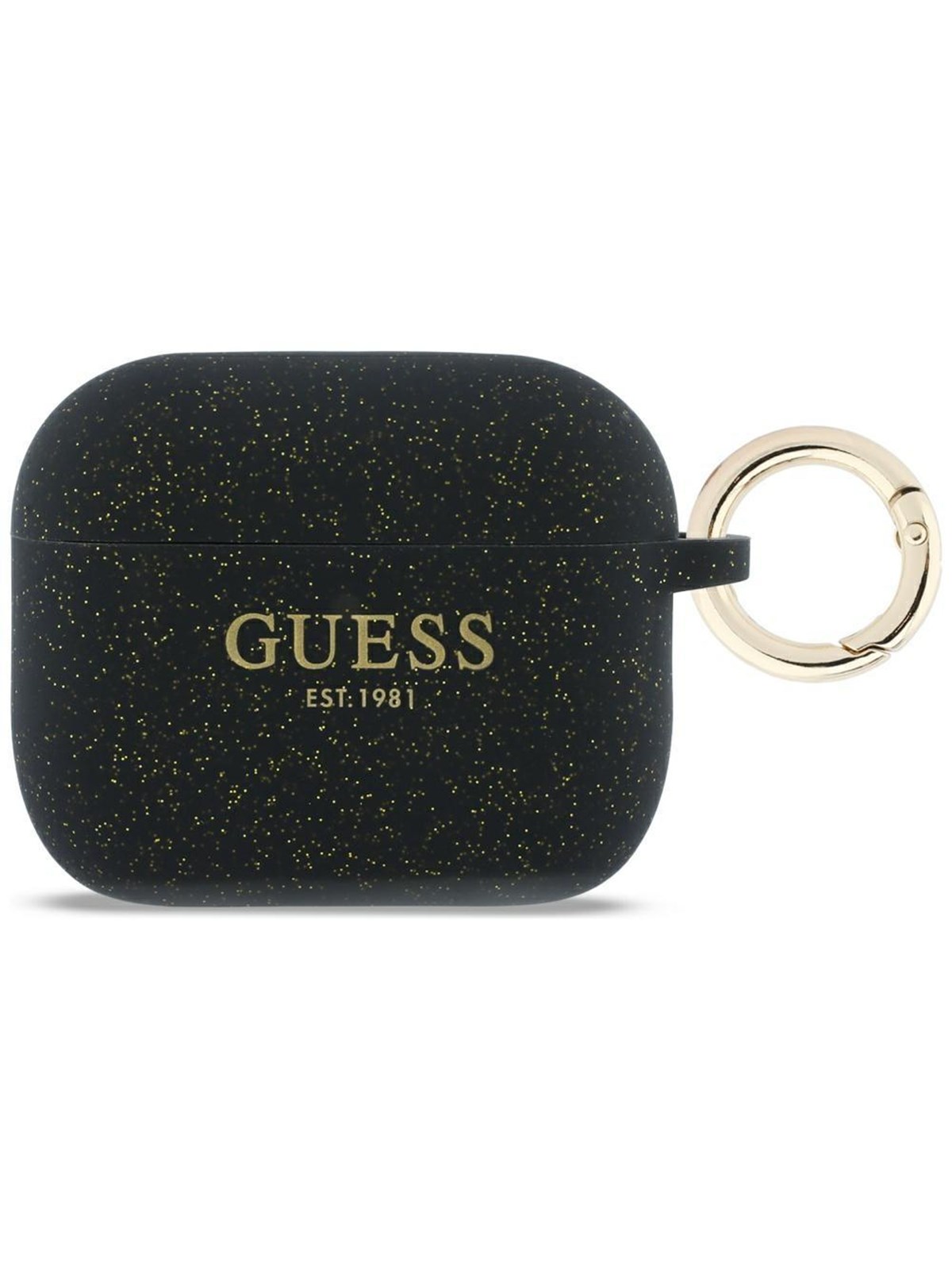 GUESS Silicone Glitter Ring Case for AirPods Pro 3 - Black