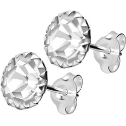 925er Silber Ohrstecker PLATINIERT + RUNDER KRISTALL