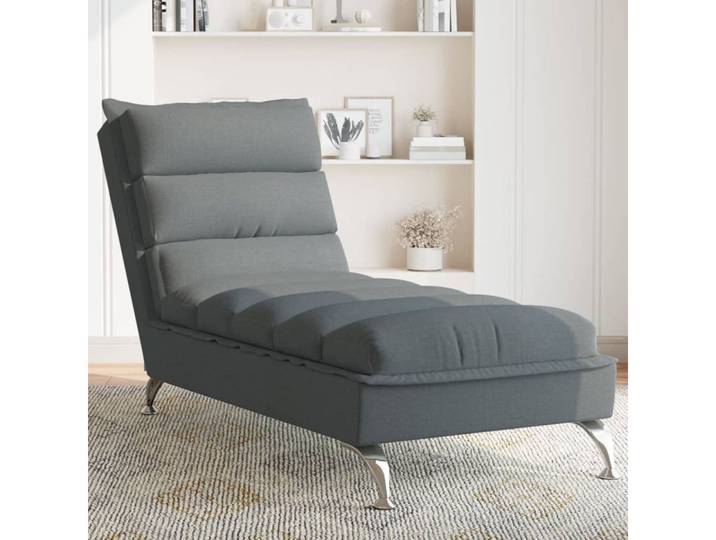 vidaXL Chaiselongue, Chaiselongue mit Kissen Dunkelgrau Stoff