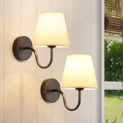 Inspire Curations Nordic E27 Fabric Shade Wall Sconce 2 Pieces Black