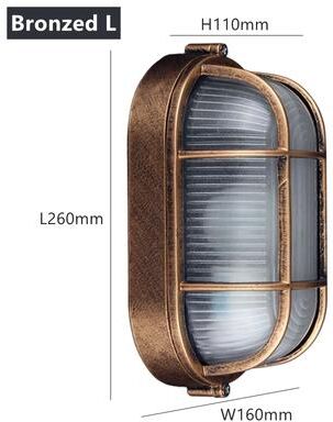 Combo Retail Shop Retro Moisture Explosion Proof Outdoor Wall Light, Vintage Waterproof Ceiling Lamp, Ideal For Wall & Porch Lighting bronzed L cold White 6000k