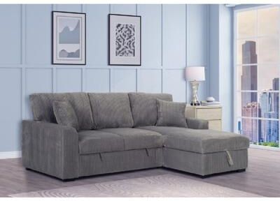 Esofastore Living Room Convertible L-Shaped Sleeper Sofa Lounger with Storage Chaise