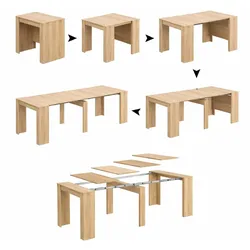 Dmora Ausziehbarer-Tisch Cognolo, ausziehbare Konsole mit mehreren Positionen, Mehrzweck-Esstisch, 54/239 x 90 x 77 cm, Eiche