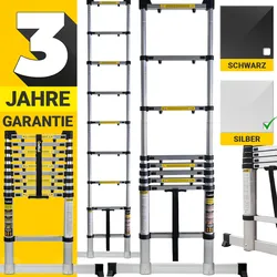 Craftfull Teleskopleiter CF-101A, Ausziehleiter aus Aluminium, Finger-Protection, viele Größen (4.4 Meter)