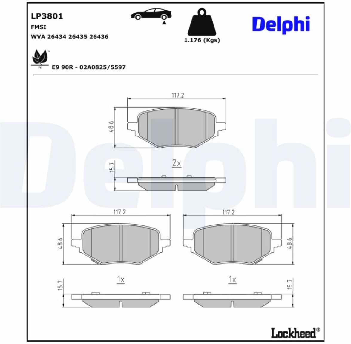 Bremsbelagsatz DELPHI LP3801,