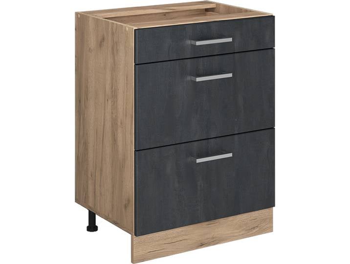 Meuble cuisine Vicco R-Line Béton noir 60cm sans PT\, Model 47548