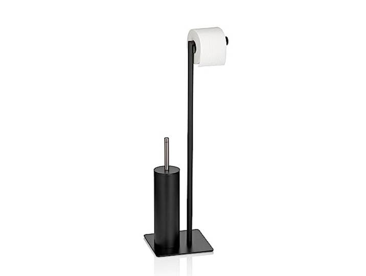 kela WC Garnitur mit Toilettenpapierhalter und Bürstentopf 71 cm, schwarz Style, Metall matt, Toilettengarnitur, bietet eine 2-in-1-Komplettlösung, platzsparend miteinander kombiniert