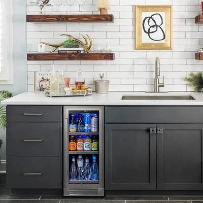 Ca'lefort 15 inch 80 Can Beverage Refrigerator Built-in Cooler or Freestanding Fridge. - 15 inch.