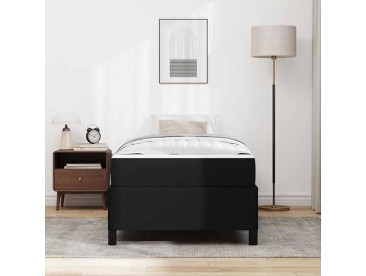 KTHLBRH Bettgestell 90 x 200 cm schwarz Stoff Technisches Holz, atmungsaktiv, rechteckiges Design, Weiß und Schwarz