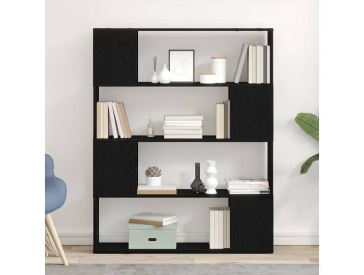 Bibliothèque Noir Chêne 100x24x124 cm en bois d ingénierie