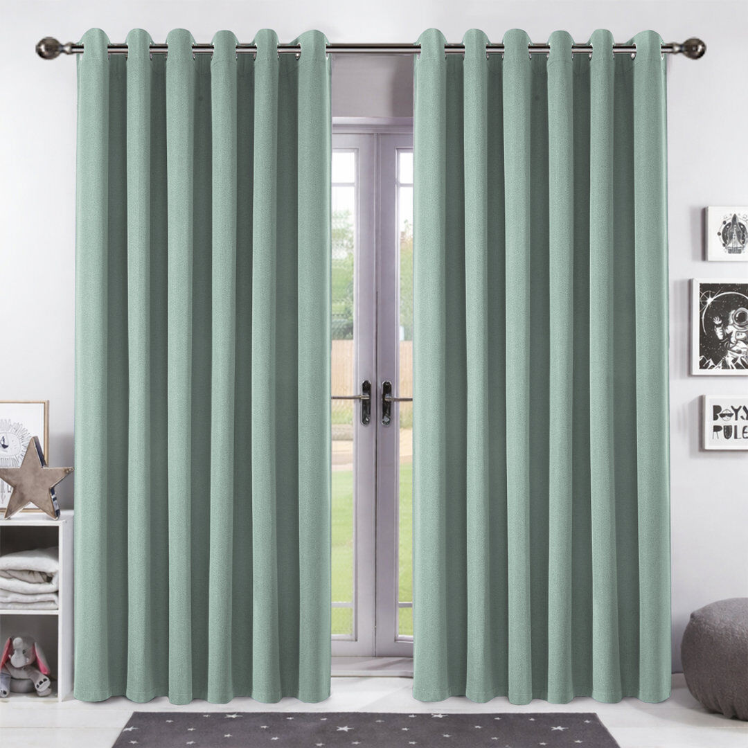 Aspire Homeware Linen 100% Blackout Curtain Pair for Maximum Privacy and Light Control Sage Green 228cm Width x 228cm Drop