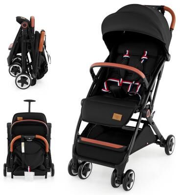 Costway Lightweight Aluminium Frame Baby Stroller with Net-Black