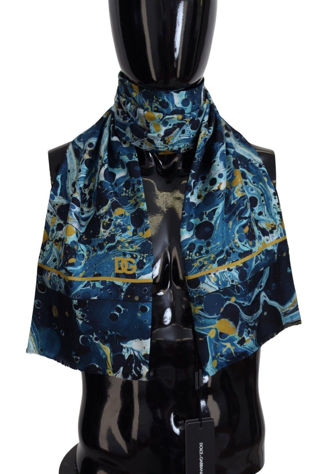 Dolce & Gabbana Blauwe Marmeren Pinstripe Versleten Heren Sjaal