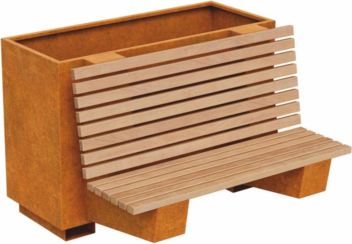 Casa Padrino Parkbank - Stadtbank mit Pflanzkübel 150 cm - Outdoor & Park Möbel