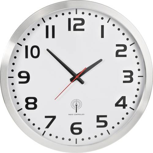 EuroTime 56863 Funk Wanduhr 50cm Silber