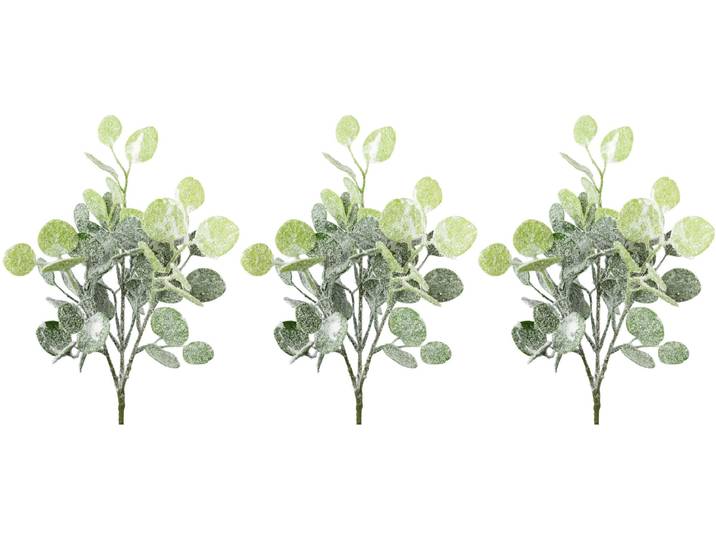 Winterliche Kunstpflanze CREATIV GREEN Weihnachtsdeko , grün, H:38cm, Kunststoff, Kunstpflanzen, Winterliche Kunstpflanze, Zweige mit künstlichem Schnee bedeckt, 3er-Set