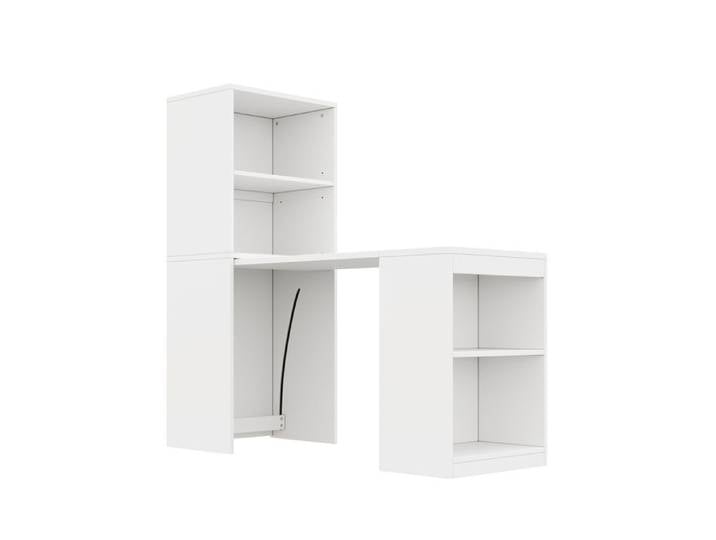 Ensemble bureau et armoire blanc 130x51x137cm équipé de 4 compartiments de rangement