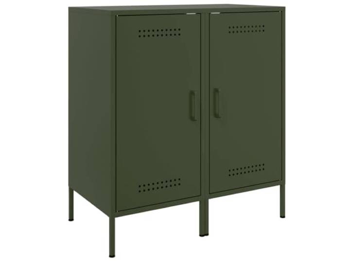 HGFDVCMR 2er Set Sideboard Olivgrün 36x39x79 cm Metall Beistellschrank Industrieller Metallschrank im 2er Set mit verstellbaren Füßen und Tür für Ordnung in Wohnzimmer und Schlafzimmer.