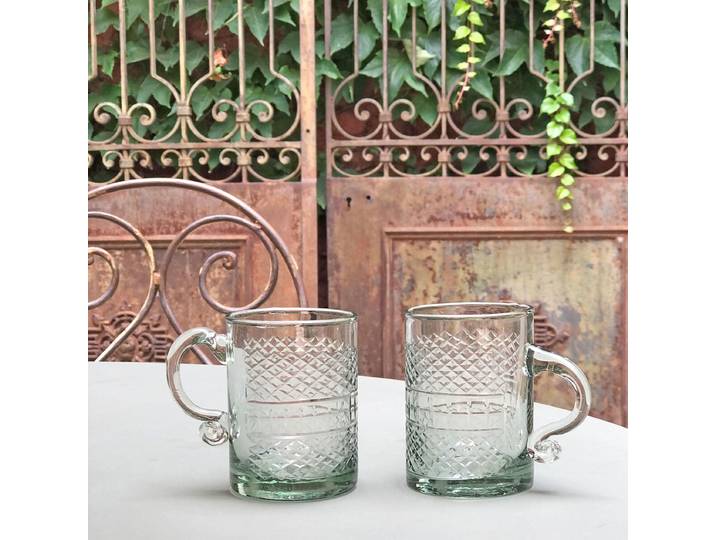 Set de 2 mugs en verre gravé