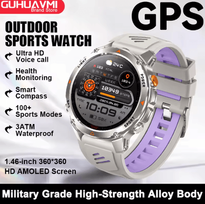 Inspire Picks AeroTrack Pro GPS Smartwatch AMOLED NFC Calling Sports Watch grey Purple
