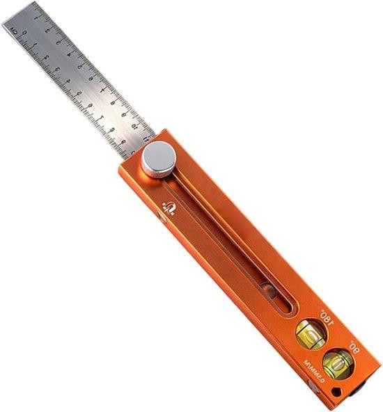 Timmermansliniaal Uittrekbaar - Magnetisch Meetgereedschap voor Houtbewerking - Aluminiumkleurig - 18,5 cm