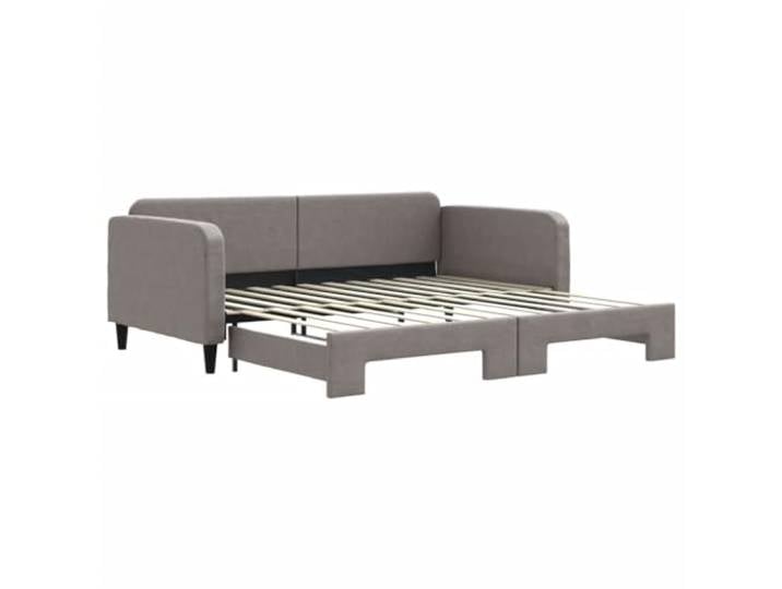 PUGYNBK Schlafsofa Nest, Stoff, Grau, Taupe, 100 x 200 cm Struktur aus Holz und Metall, Lattenrost im Lieferumfang enthalten, Matratze nicht im Lieferumfang enthalten