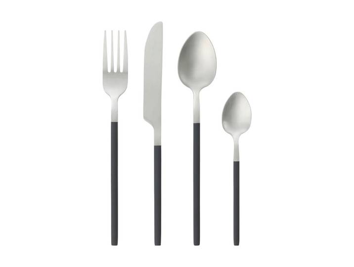Eglo Besteckset, Schwarz, Silberfarben, Metall, 16-teilig, Besteck, Besteck-Sets