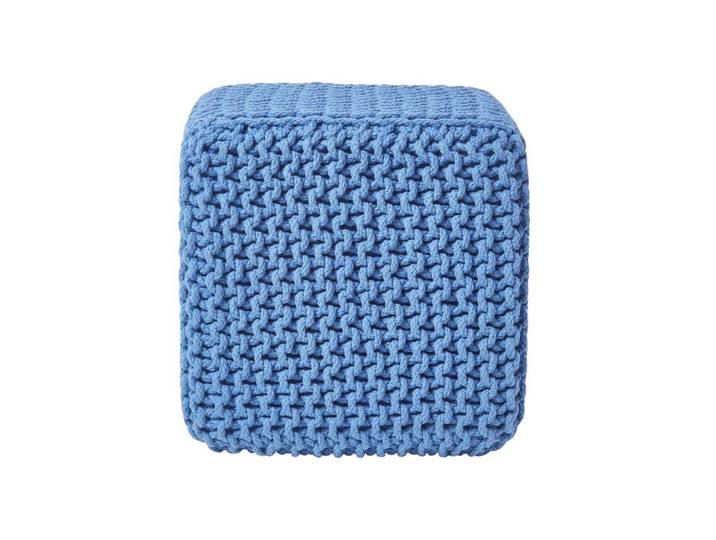 STRICK-POUF blau, Sitzwürfel 35/35/35 cm