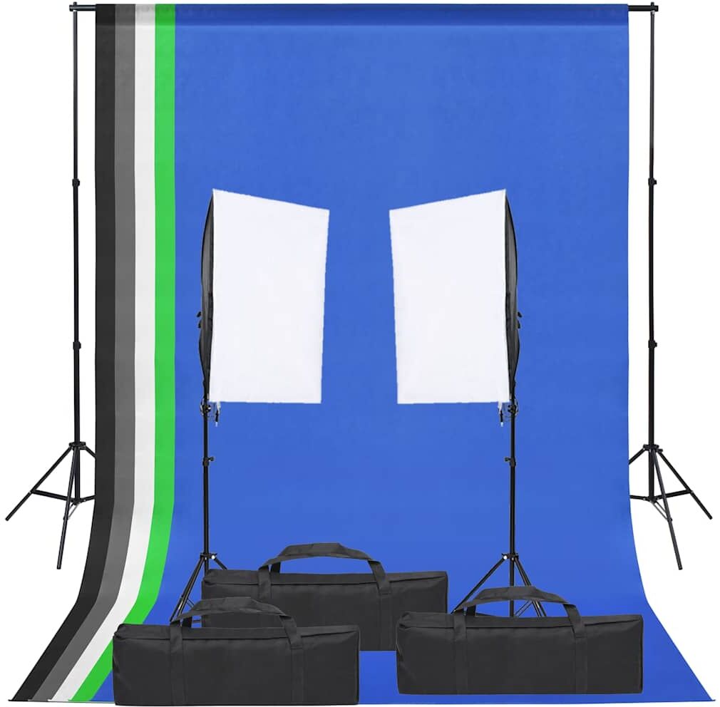 vidaXL Kit de studio photo avec éclairage et toile de fond
