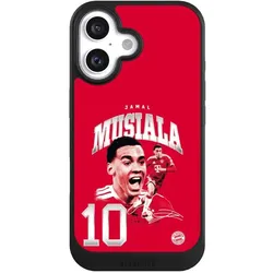 Nivocase Hülle für Apple iPhone 16 Handyhülle NIVOcore Case Schwarz FC Bayern München FCB Jamal Musiala (Apple iPhone 16), Smartphone Hülle, Schwarz
