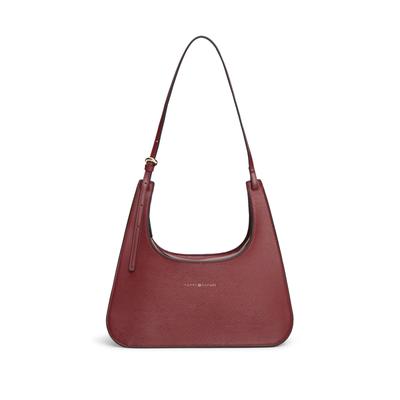 Schultertasche TOMMY HILFIGER "TH MODERN SHOULDER BAG", Damen, Gr. B/H/T: 33cm x 30cm x 14cm, rot (bordeaux), Lederimitat, Taschen Schultertasche, Umhängetasche, Handtasche, Tragetasche mit Logoprägung