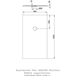 Hoesch Duschwanne Nias 1600x900x35 strukturierte Oberfläche 4568xA.730
