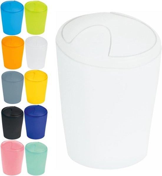 Witte plastic swing afvalbak van 2 liter