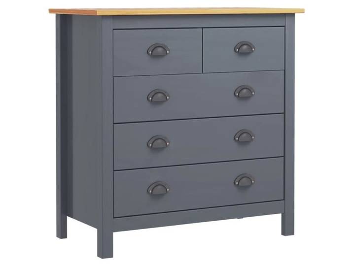 Buffet bas - CEN - Hill Range - Bois massif - Gris - 5 tiroirs