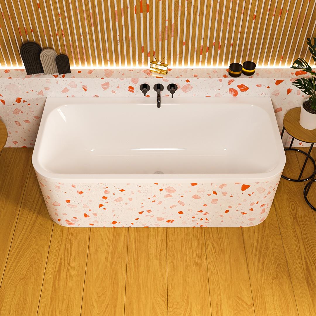 ECOLAM Vorwand Badewanne halb freistehende Wanne Arana 180x85