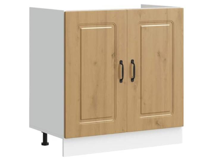 fsahslih Spülenunterschrank Kalmar Artisan-Eiche 80x46x81,5 cm Kompakter Küchenunterschrank aus Holzwerkstoff mit verstellbaren Füßen für optimale Raumnutzung in der Küche.