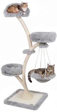 "Costway 66.5"" Multi-Level Modern Cat Tower with Top Perch 2 Beds Hammock and Sisal Posts-Gray"