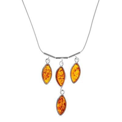 Collier OSTSEE-SCHMUCK "- Tadira - Silber 925/000 - Bernstein" Gr. 45, silber (silber 925, silberfarben, weiß), Halsketten, Damen, Silber 925 (Sterlingsilber), Collier