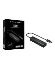 Conceptronic USB-Hub 4Port USB3.0 mit USB-C OTG Adapter sw Hub 4-Port Typ C (HUBBIES06B)