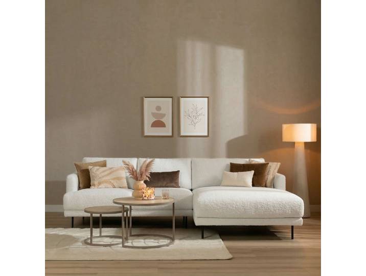 Bronx71 Ecksofa Denver Bouclé weiß rechts