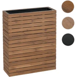 Pflanzkasten HWC-L21, Hochbeet Pflanzkübel Blumentopf, eckig 77x63x23cm Outdoor Akazie Holz FSC®-zertifiziert ~ hellbraun