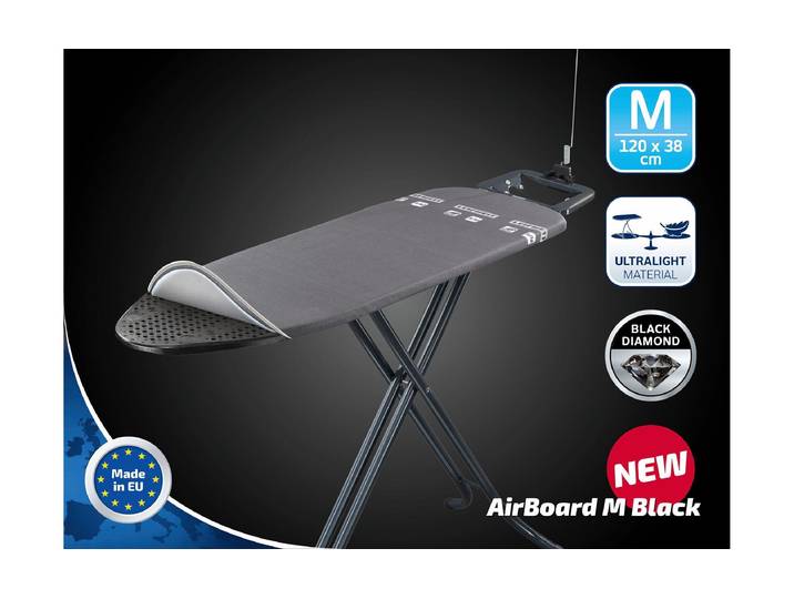 Bügelbrett LEIFHEIT Airboard M Black 120 x 38 cm , schwarz, B:38cm T:120cm, Bügelbretter, Bügelbrett