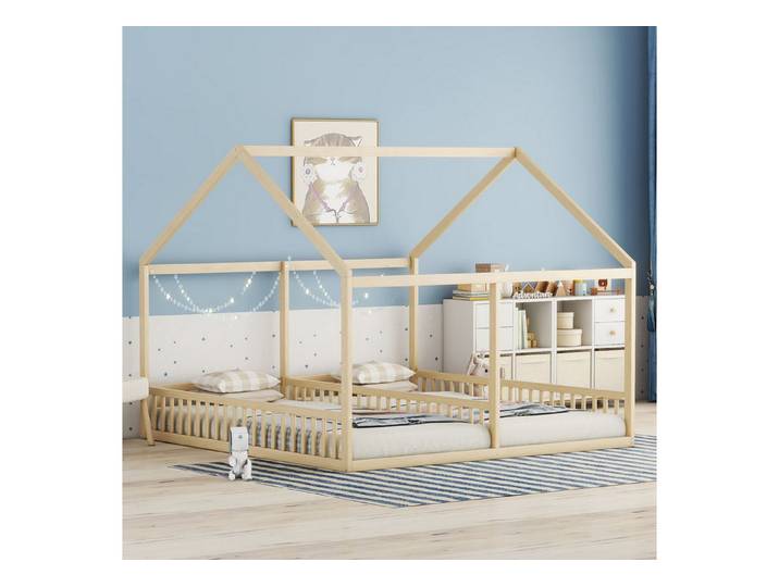 REDOM Kinderbett Holzbett Funktionsbett Kinderbett (Einzelbetten, flache Betten, Hausmodelle, 2-in-1-Betten 90 x 200cm, Hausmodelle, 2-in-1-Betten 90X200 cm), ohne Matratze