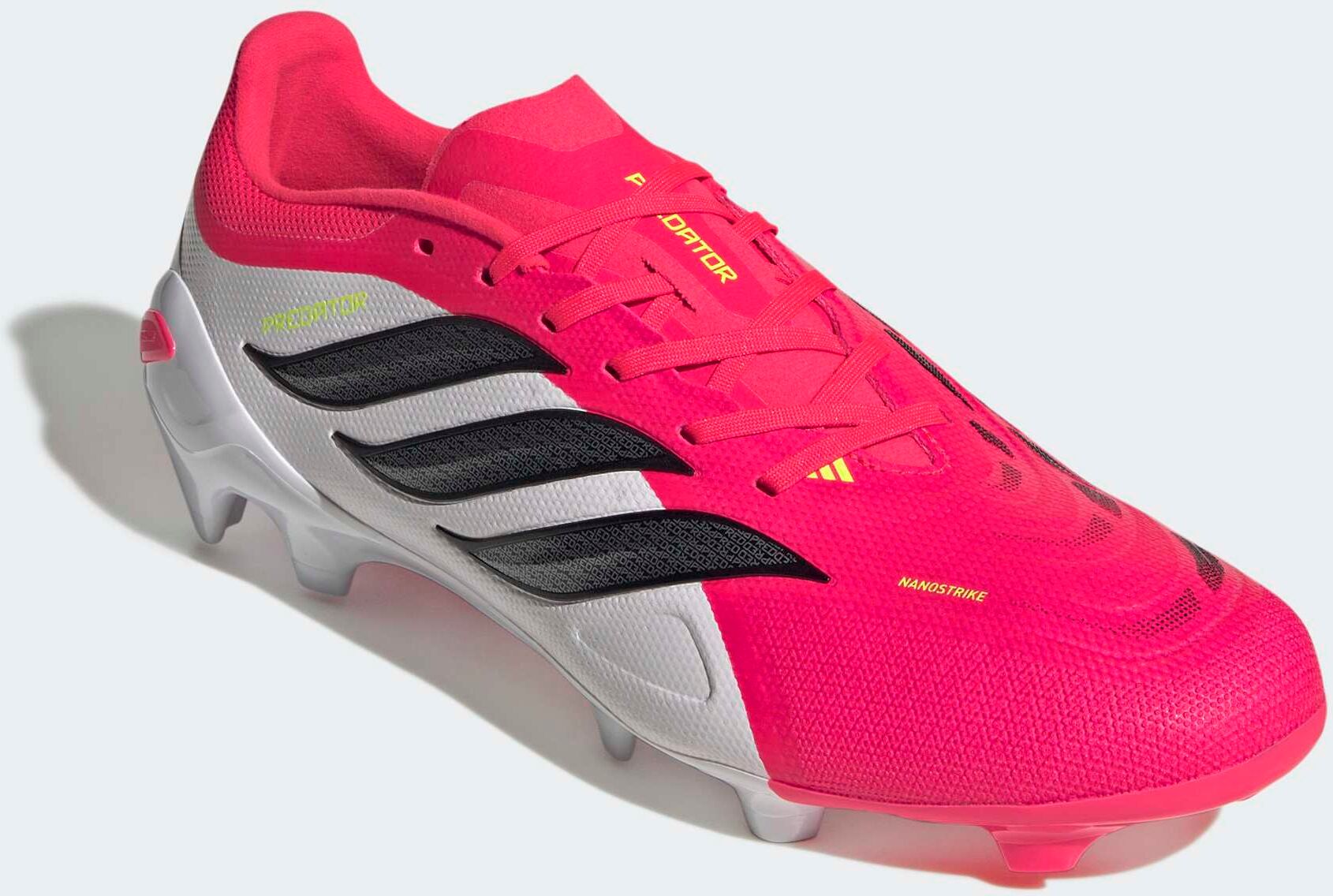Fußballschuh ADIDAS PERFORMANCE "PREDATOR LEAGUE, FESTE BÖDEN", Gr. 46, pink (lucid rot, core schwarz, ftwr weiß), Synthetik, Textil, Schuhe Fußballschuh, Außensohle für Rasen und feste Böden