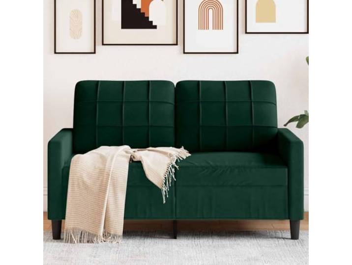 HEFZGDB 2-Sitzer-Sofa Dunkelgrün 120 cm Samt Modernes Metallgestell Wohnzimmer Sitzmöbel Bequem Entspannen Lesen Fernsehen Weiche Polsterung Stabile Konstruktion Langlebig Komfortabel