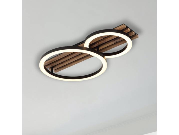 LED-Deckenleuchte Tisha Typ A 30 x 10 x 48cm Schwarz/Braun 2 Kunststoffart: Acrylglas Material: Holzwerkstoff, Metall, Kunststoff Metallart: